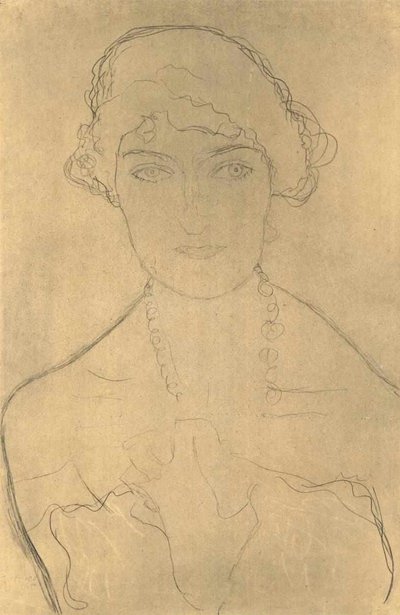 Bust from the Front with Necklace by Gustav Klimt